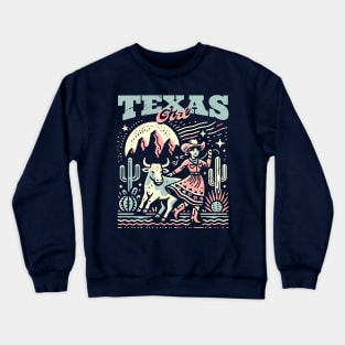 Vintage Texas Girl // Proud Texan Born and Raised // Texas Cowgirl Desert Crewneck Sweatshirt